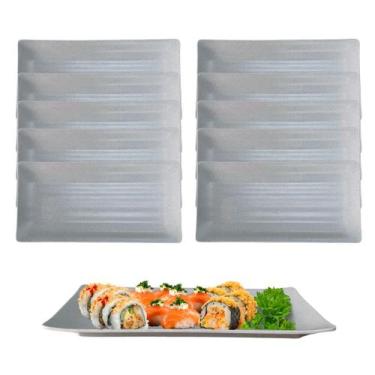 Imagem de 10 Travessas Retangular Petisqueira em Melamina pra Servir 30cm - Lyor