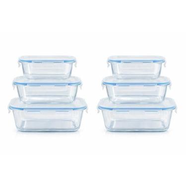 Imagem de Jogo de Potes Herméticos em Vidro Retangular com Trava 6 peças - Vista