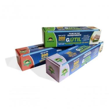 Imagem de 3 Caixas Rolo De Filme Pvc 45cm X 300 Mts Trilho Cortante