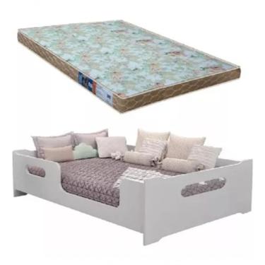Imagem de Cama Casal Montessoriana Encanto Infantil com Colchão Toraflex 1,88x1,38 100% MDF Branco