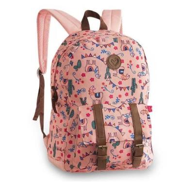 Imagem de Mochila Bolsa Costas Escolar Juvenil - Várias Estampas- Clio, Rosa
