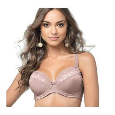 Imagem de Sutiã Lousane DeMillus 064086 com aro e renda, Lilás, 52