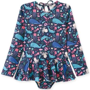Imagem de Maiô Infantil Menina Fundo do Mar Proteção UV 50+ Pingo Lelê, 1
