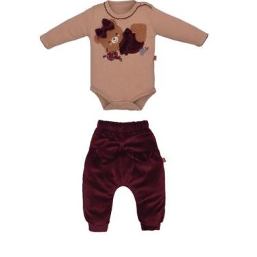 Imagem de Conjunto Body Com Culotte Bebê Menina Bege Beatriz Ursinha - Upi Ulli,