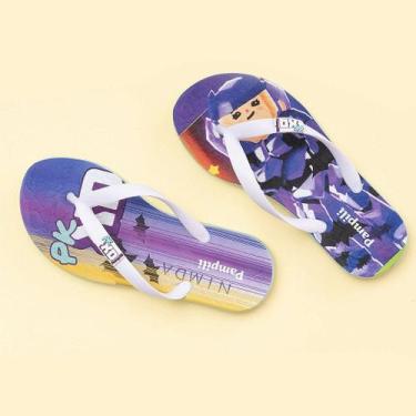 Imagem de Chinelo de Dedo Tipo Havaianas Pampili 460039, Branco, Azul, 36