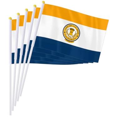 Imagem de PTEROSAUR Conjunto de bandeira portátil da cidade de San Jose, 14 x 20 cm, mini bandeira de San Jose para desfiles, festas, celebrações e decoração de casa (pacote com 50)