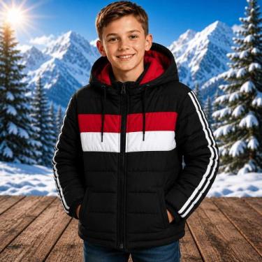 Imagem de Jaqueta Bobojaco Infantil Juvenil Puffer Masculino Impermeável Com Cap