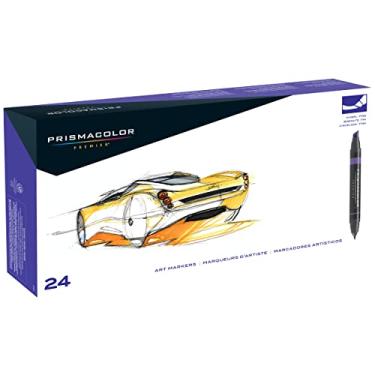 Imagem de Prismacolor Marcadores de arte de ponta dupla Premier, ponta fina e cinzel, coloração para adultos, pacote com 24