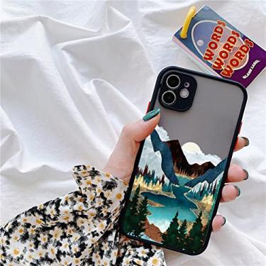 Imagem de Capa de telefone pintada à mão para iphone x xs max xr capa de cenário capa dura à prova de choque para iphone 6s 7 8 plus se 2 12 13 11 pro max, cenário preto 7, para iphone x ou xs