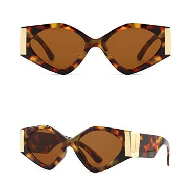 Imagem de Óculos de Sol Feminino Armação Geométrica Retro Luxo Grande Armação Quadrada Irregular Óculos de Sol Feminino Vermelho Óculos De Sol,C4 daimao chá,UV400