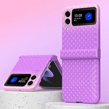 Imagem de Skittles de luxo capa dobrada gradiente para samsung galaxy z flip 3 4 5g capa de proteção de dobradiça pacote completo capa anti-queda, rosa roxo, para z flip 4 5g
