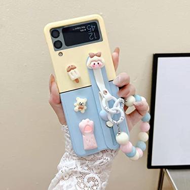 Imagem de Capa de telefone dobrável fofa para Samsung Z Flip 4 ZFlip3 Capa dura traseira com pulseira para Samsung Galaxy Z Flip 4 Z Flip 3 5G, A, para Z Flip 4