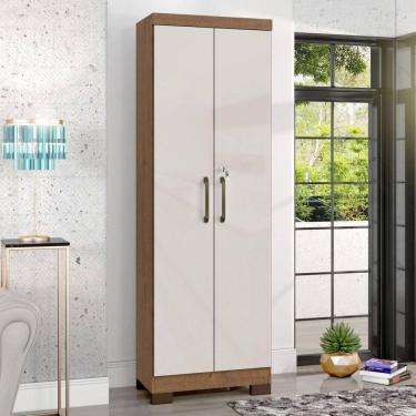 Imagem de Armário Multiuso 2 Portas e 4 Prateleiras Max Plus Zanzini Marrom/Off White
