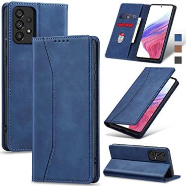 Imagem de Jasonyu Flip Carteira Capa para Samsung A53 5G,Capinha Folio Magnética de Couro com Suporte para Cartão,Suporte para Chute - Protetora Durável de TPU à Prova de Choque para Telefone,Azul