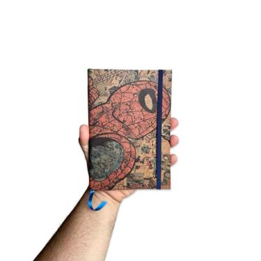 Imagem de Sketchbook Caderno Spider Man Homem Aranha com Elástico e Marca Página Aquarela (G (14x20cm), Branco 240g 60 Páginas)