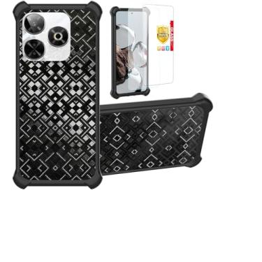 Imagem de Aroepurt Capa compatível com BLU G84 capa de celular com suporte [com 2 películas de vidro temperado] Capa híbrida [mudança de forma multidirecional 3D] preta