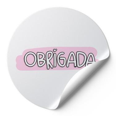 Imagem de 120 Etiquetas Adesivas Redondas Obrigada Impressão De Alta Qualidade M