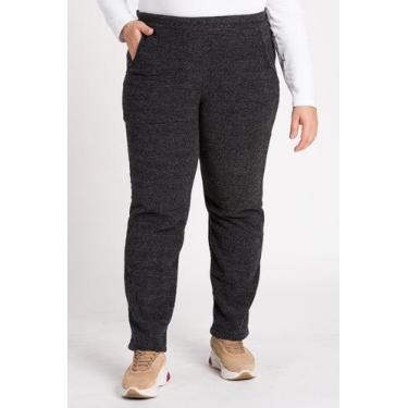 Imagem de Calça Feminina Plus Size Bouclê Cós Bolsos Frente - Serena, Preto, G2