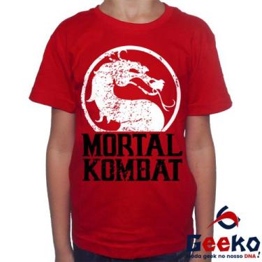 Imagem de Camiseta Infantil Mortal Kombat 100% Algodão Geeko, Vermelho, 14