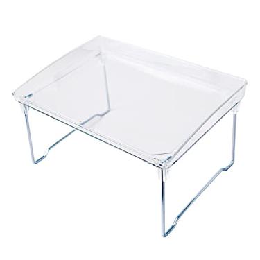Imagem de Teensery Prateleira de armário de acrílico transparente, prateleira dobrável para bancada de cozinha, organizador empilhável para banheiro, despensa, armário, 1 peça