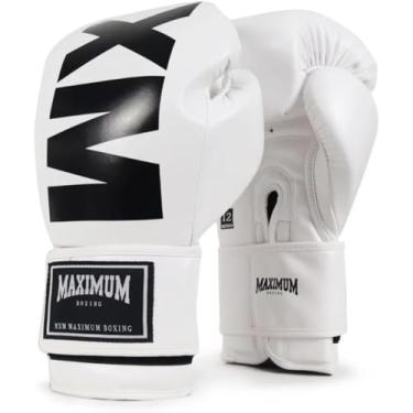 Imagem de Luva MXM Maximum Iniciante Couro PU Boxe Tailandes Muay Thai Kickboxing (Branco e Preto, 10oz)