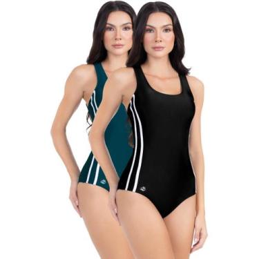 Imagem de Kit Maiô Natação Feminino Natação Hidroginástica Poliamida - HYPE MODA