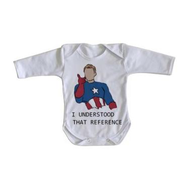 Imagem de body nenê criança roupa bebê manga longa Capitão América  entendi a re