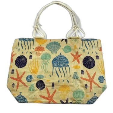 Imagem de Bolsa Feminina De Praia Sacola Grande Com Forro Fundo Do Mar Oceano - 