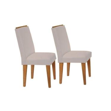 Imagem de Kit 2 Cadeiras De Cozinha Lunara Imbuia-capuccino-suede Creme - Rufato