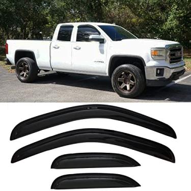 Imagem de Viseiras de janela lateral Defletores de vento Protetor de chuva para Chevy Silverado e GMC Sierra 1500/2500 HD/3500 HD estendido cabine única ventilação conjunto de 4 peças 94040