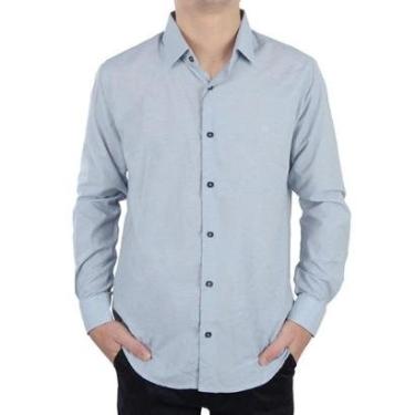 Imagem de Camisa Social Masculina Ogochi ML Essencial Slim Azul - 0015-Masculino