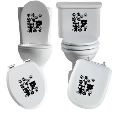 Imagem de Adesivo gato 8 vaso sanitário privada caixa acoplada descarga azulejo 