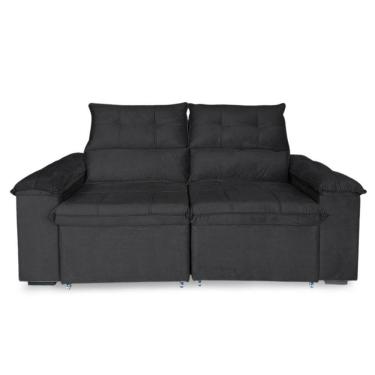 Imagem de Sofá Retrátil E Reclinável 2 Lugares Verona 1,50m- élpis Móveis Veludo Preto