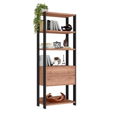 Imagem de Estante Livreiro 2 Gavetas Estilo Industrial Chess F04 Preto-solanum - Mpozenato