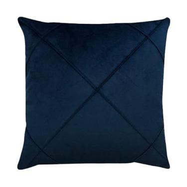 Imagem de Capa para Almofada Drapeada em Veludo Quadrada 50x50 com Enchimento Azul Marinho