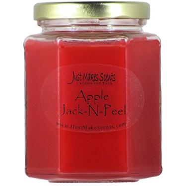Imagem de Just Makes Scents Vela De Soja Misturada Com Aroma Apple Jack-N-Peel, Feita À Mão E Altamente Perfumada, Da (8 Oz)