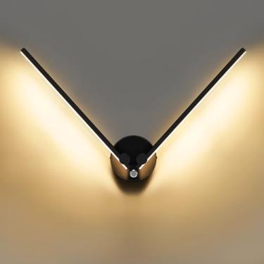 Imagem de Kawell Luminária De Parede Led 12W Com Fio E Interruptor, Braços Giratórios 300°, Iluminação Moderna Para Sala Estar, Quarto, Corredor, Interna Eficiência Energética, Preta, 3000K