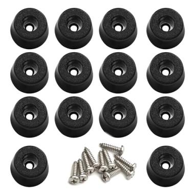 Imagem de XJKJSX 30 Pés De Borracha Para Tábua Corte (0,59" X 0,31") Com Parafuso E Arruela Aço Inoxidável 304, Almofada Redonda Antiderrapante Móveis, Eletrodomésticos Cozinha