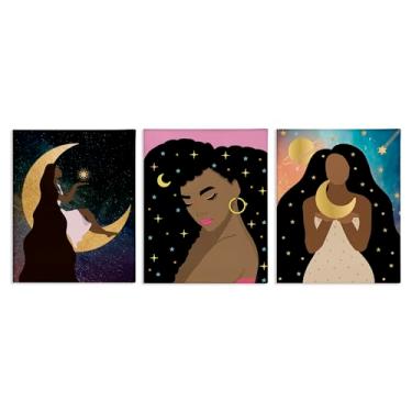 Imagem de Stupell Industries Beautiful Cosmic Women 3 peças Canvas Wall Art Set Design por Daniela Santiago, 11 x 14