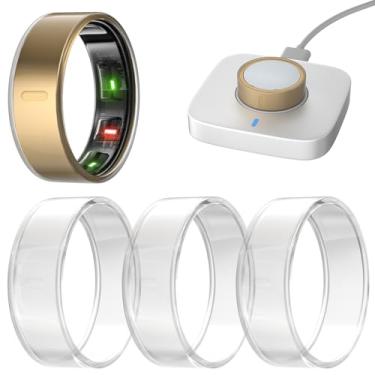 Imagem de NewJourney Pacote com 4 capas compatíveis com Oura Ring Gen 4/3, carregando diretamente com protetor de anel de TPU, resistente, adequada para academia, treinamento (tamanho 12, 4Transparente)