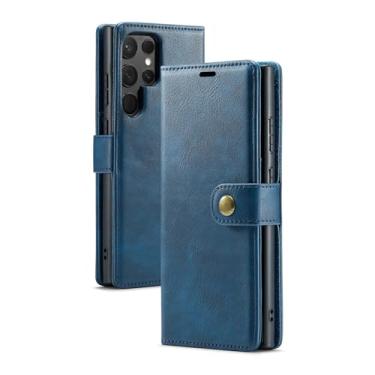 Imagem de YOGISU Capa protetora de couro luxuosa com flip magnético para Galaxy S8 Plus (para Galaxy S8 Plus/azul)