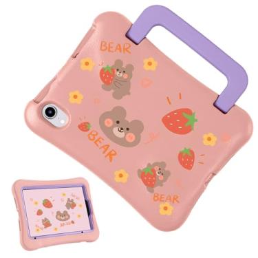 Imagem de Linda capa infantil para iPad mini 7 (A17 Pro) 2024 / Mini 6 2021, capa leve à prova de choque com alça e suporte, capa protetora adequada para crianças para iPad mini de 8,3 polegadas 6ª/7ª geração