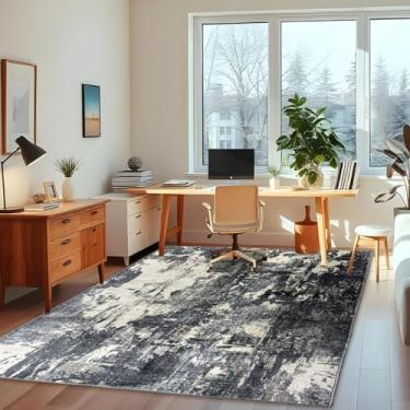 Imagem de 1 Tapete Escritório Grande Belga Luxo Es Mo 200 x 250 Vr (D7Mod Cinza Azul Bege Preto Marfim - Moderno Manchado Abstrato)