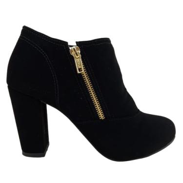 Imagem de Bota Feminina Cano Curto Top Botinha Feminina Coturno 33 ao 40 Bota Cano baixo Ziper Bota Salto Alto Grosso 9 cm (Preta, BR, Adulto, Numérico, 40)
