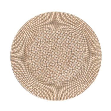 Imagem de Sousplat Redondo de Plástico Wolff com Textura de Rattan Bronze 33cm