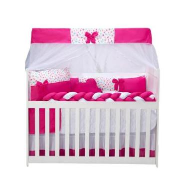 Imagem de Kit Berço de Menina 11 Peças Com Mosquiteiro e Trança - LuckBaby, Sorv