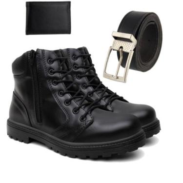 Imagem de Kit Bota Coturno Masculino Casual confort + Cinto e carteira - Giolo, 