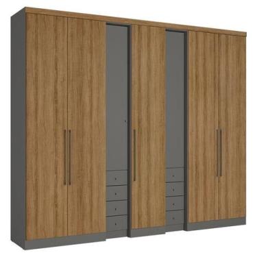 Imagem de Guarda Roupa Casal Absolut Plus 7 Portas Grafite Almendra Acetinado - 
