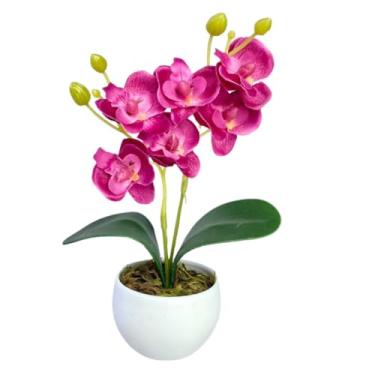 Imagem de Arranjo Orquideas Mini Planta Artificial Seda Decorativa(Roxa)