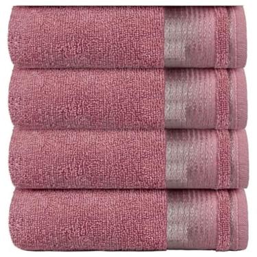 Imagem de KIT 4 Toalhas de Banho 75x150cm 100% Algodão Absorvente e Macia Hotel Academia Enxoval Adulto Premium (4- ROSA)